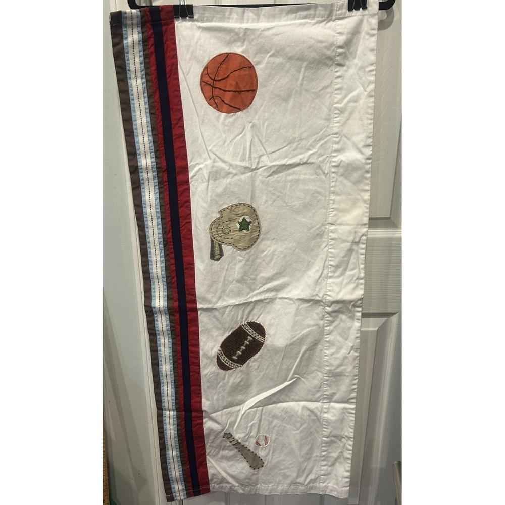 Pottery Barn Kids Sports Valance 100% Cotton Baseball Football Basketball 18x44
